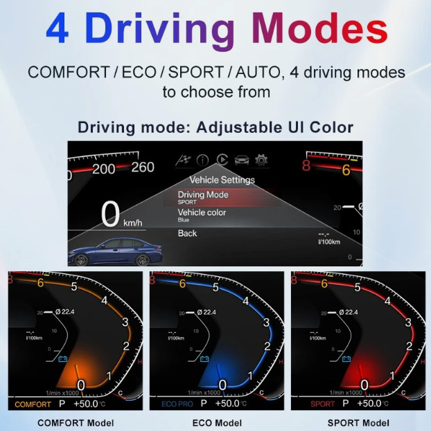 10.25" LCD Digital Cluster Linux Instrument Speedometer For BMW E46 1999-2004