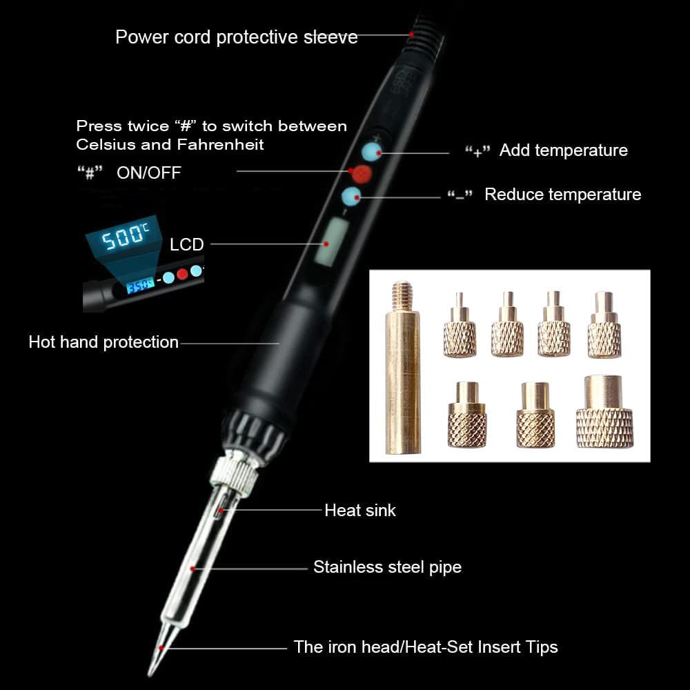 Vertical Heat Press Machine-Heat Set Insert Tool (Insertion Height 210Mm) with H