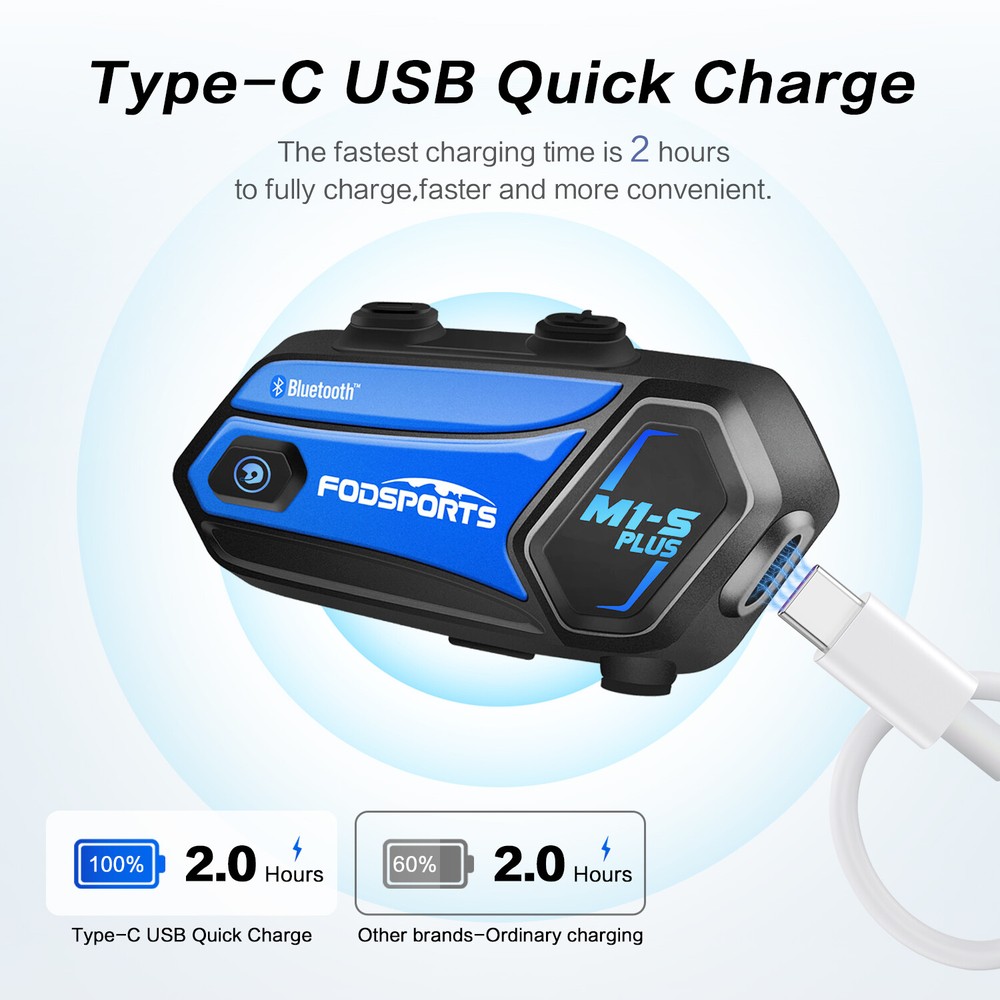 M1-S Plus 8 Riders Group Motorcycle Intercom Helmet Bluetooth Headset 2000m &FM