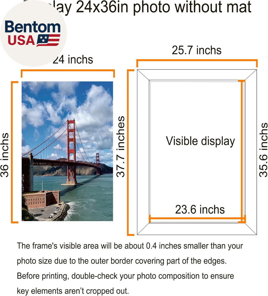 24X36 Poster Frame in Black Solid Wood with Plexiglass 2 Pack