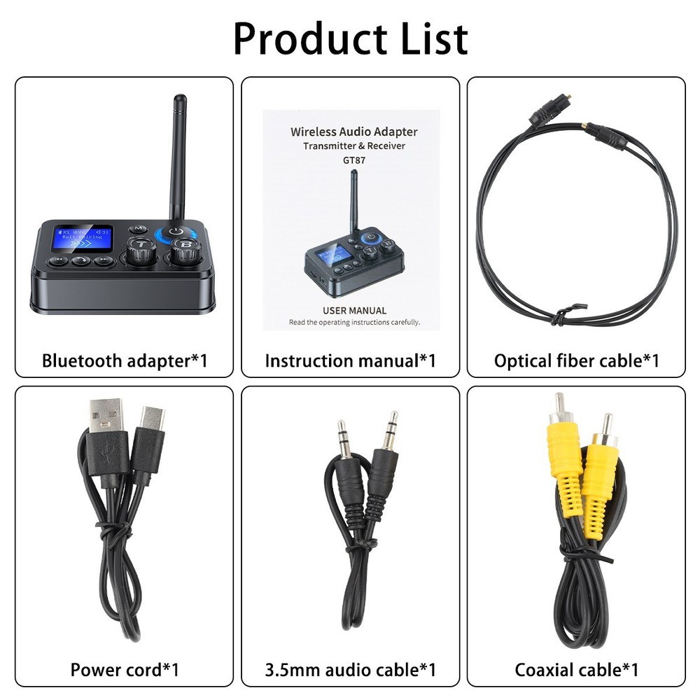 Bluetooth 5.4 Transmitter Receiver Long Range For TV Home Stereo Audio Adapter