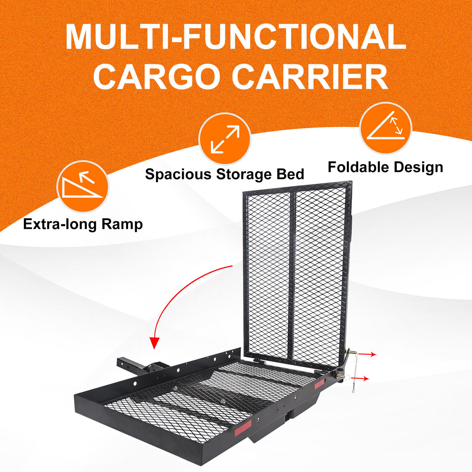 Foldable Electric-Wheelchair Hitch Carrier Mobility Scooter Loading Ramp