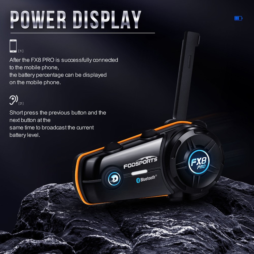 2x FX8 Pro Bluetooth Motorcycle Helmet Intercom Headset 10 Riders Wireless 2000m