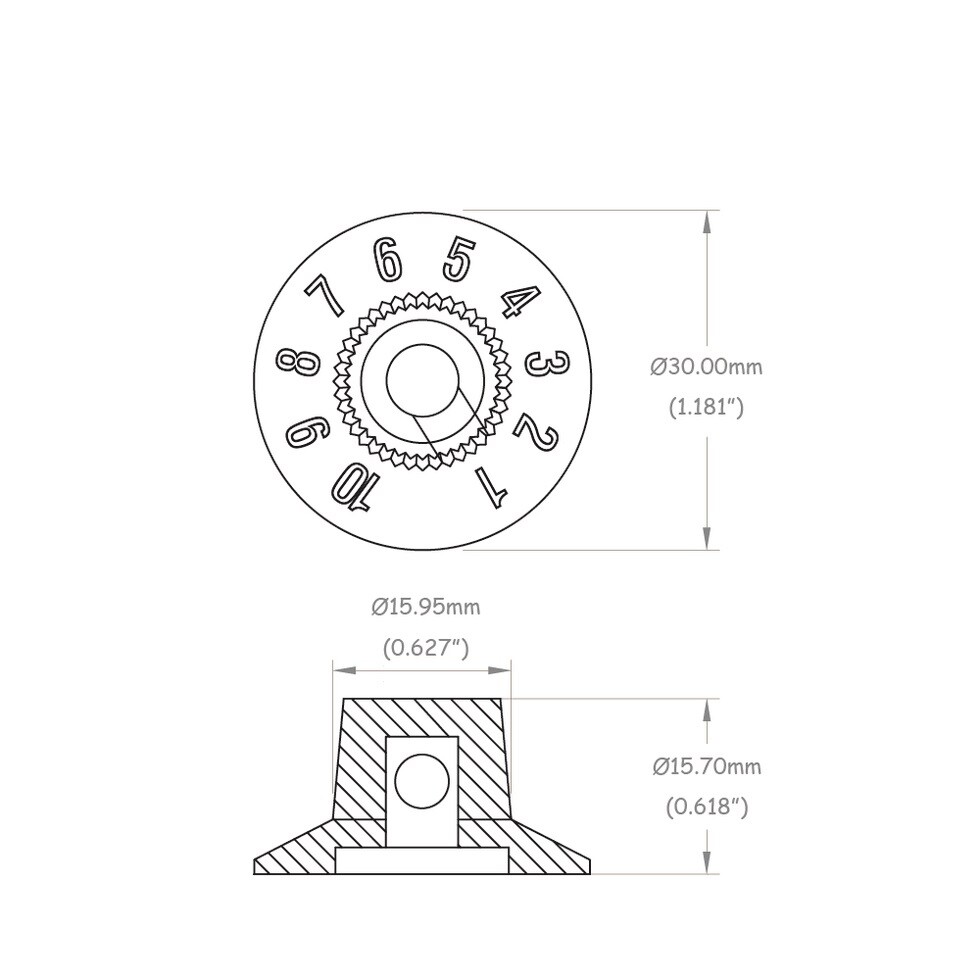 (4) BAKELITE 1-10 Volume/Tone Witch Hat Knobs for '72 Tele 1/4" Solid Shaft Pots