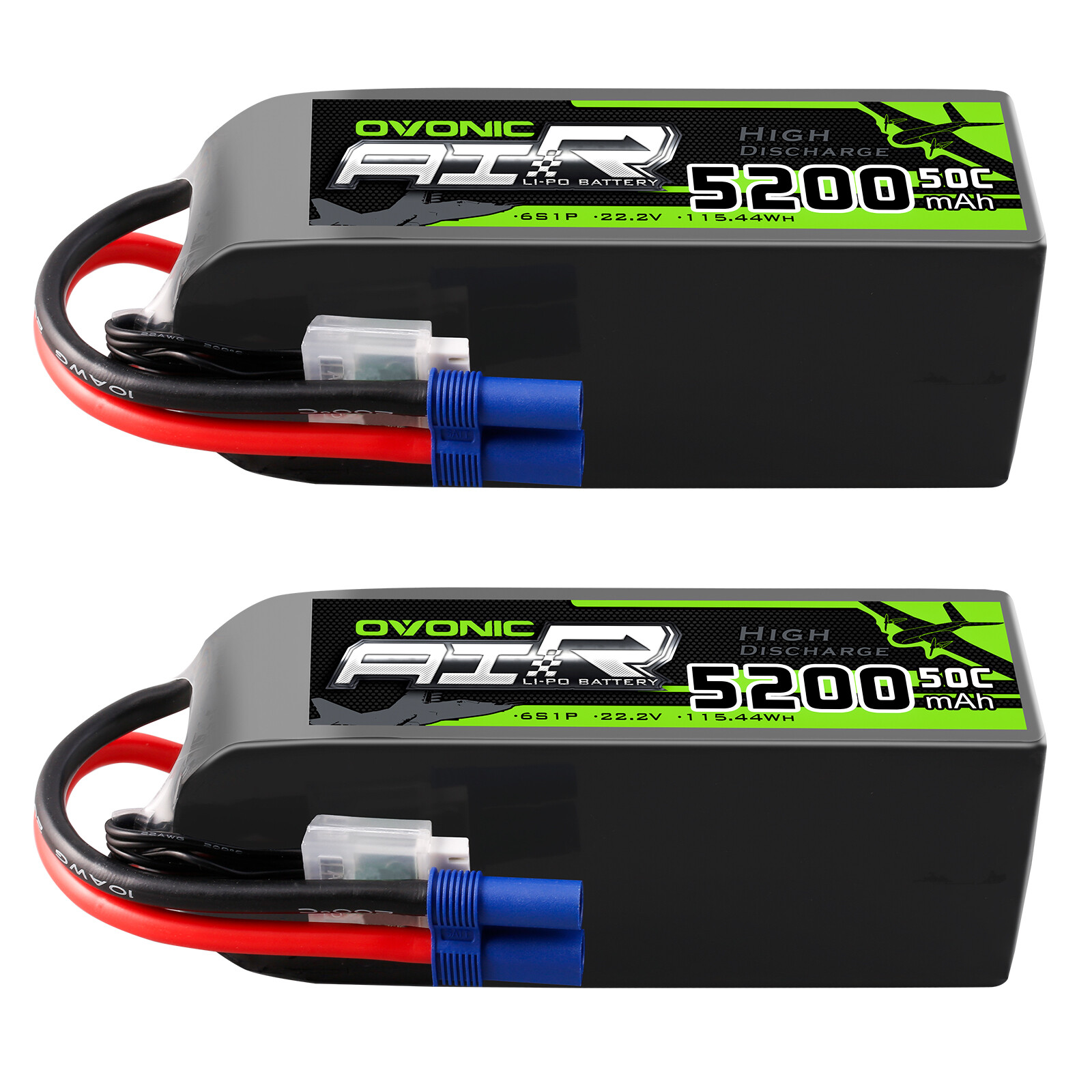 2x Ovonic 22.2V 50C 6S 5200mAh Lipo Battery EC5 for RC Car Truck Heli Jet Boat