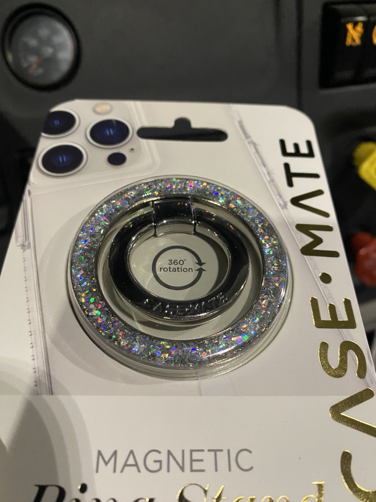 Case-Mate Magnetic Phone Grip Ring Stand Sparkle Diamond Bling New In Box