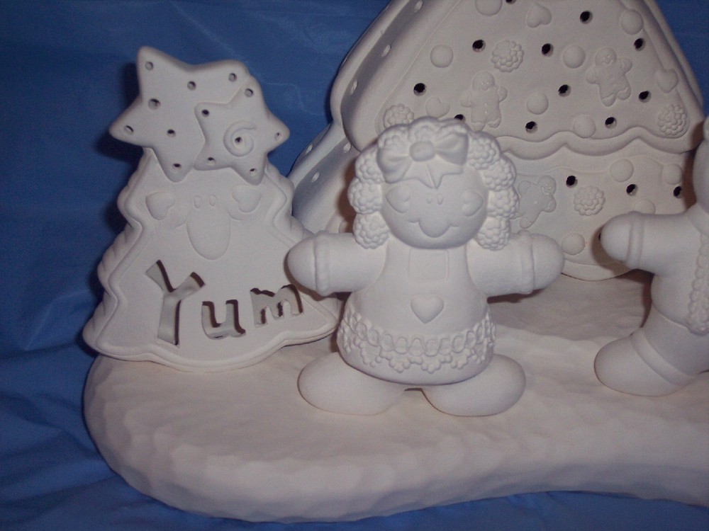 Ceramic Bisque ~Ready to Paint~ Gingerbread Scene