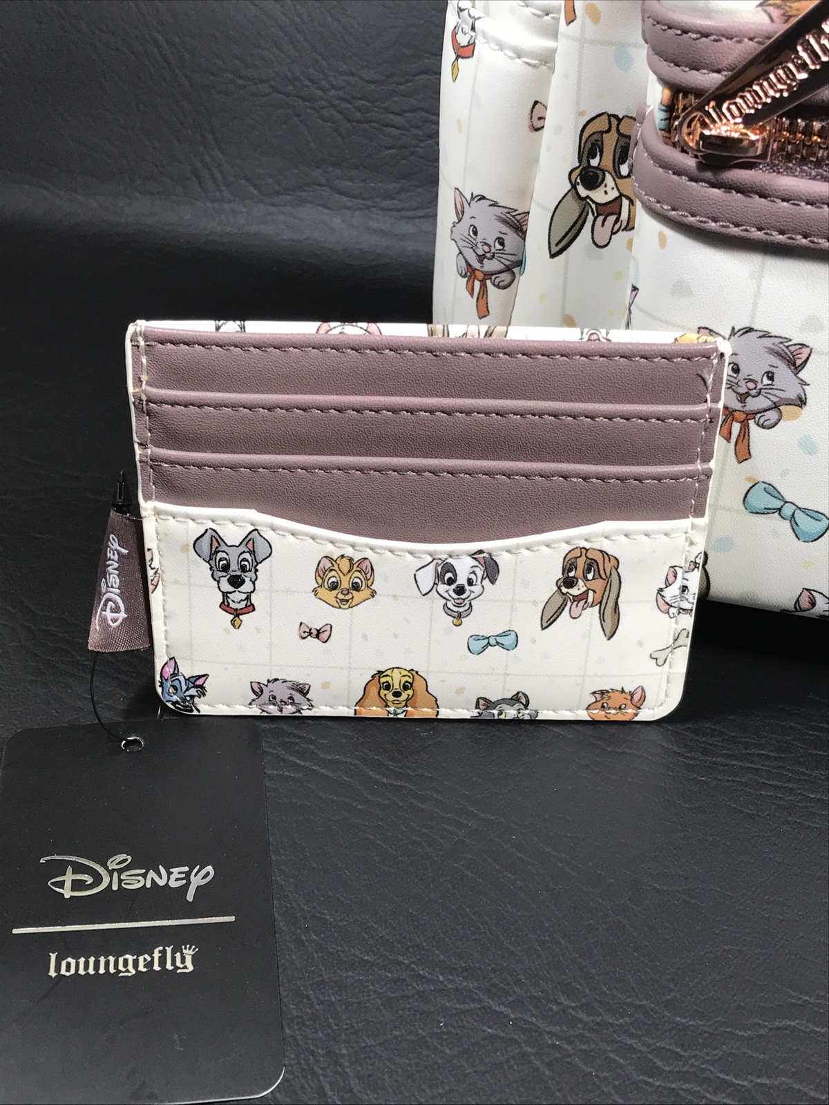 Loungefly Disney Pets AOP All Over Print Dog Cats Mini Backpack & Cardholder