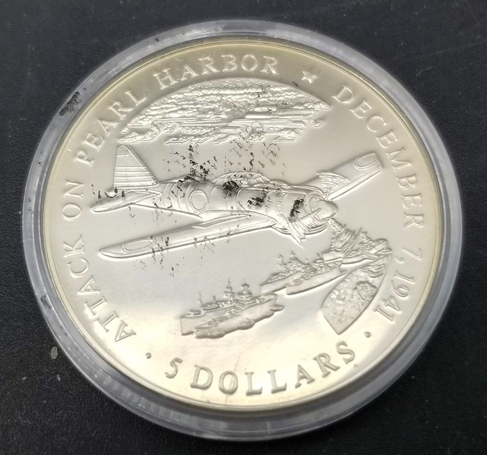 2000 Liberia 5 Dollars Attack on Pearl Harbor Uncirculated BU Coin #12151