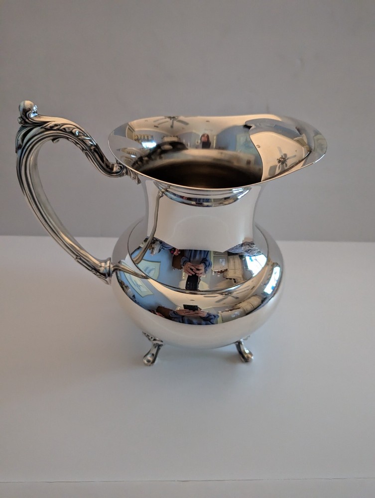 Antique Silver plated Water Pitcher with Ice Lip
