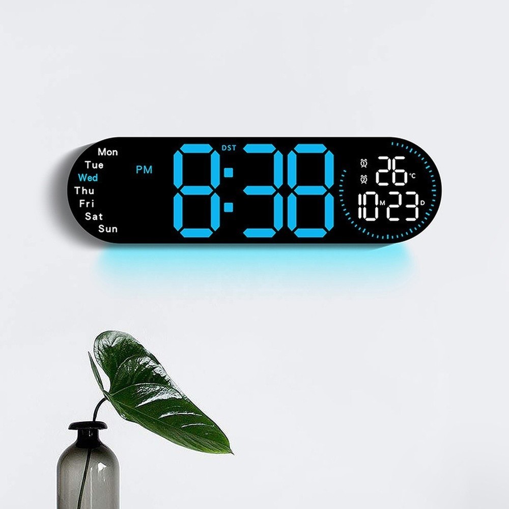 Countdown Timer LED Wall Clock Dual Alarm Function Adjustable Brightness