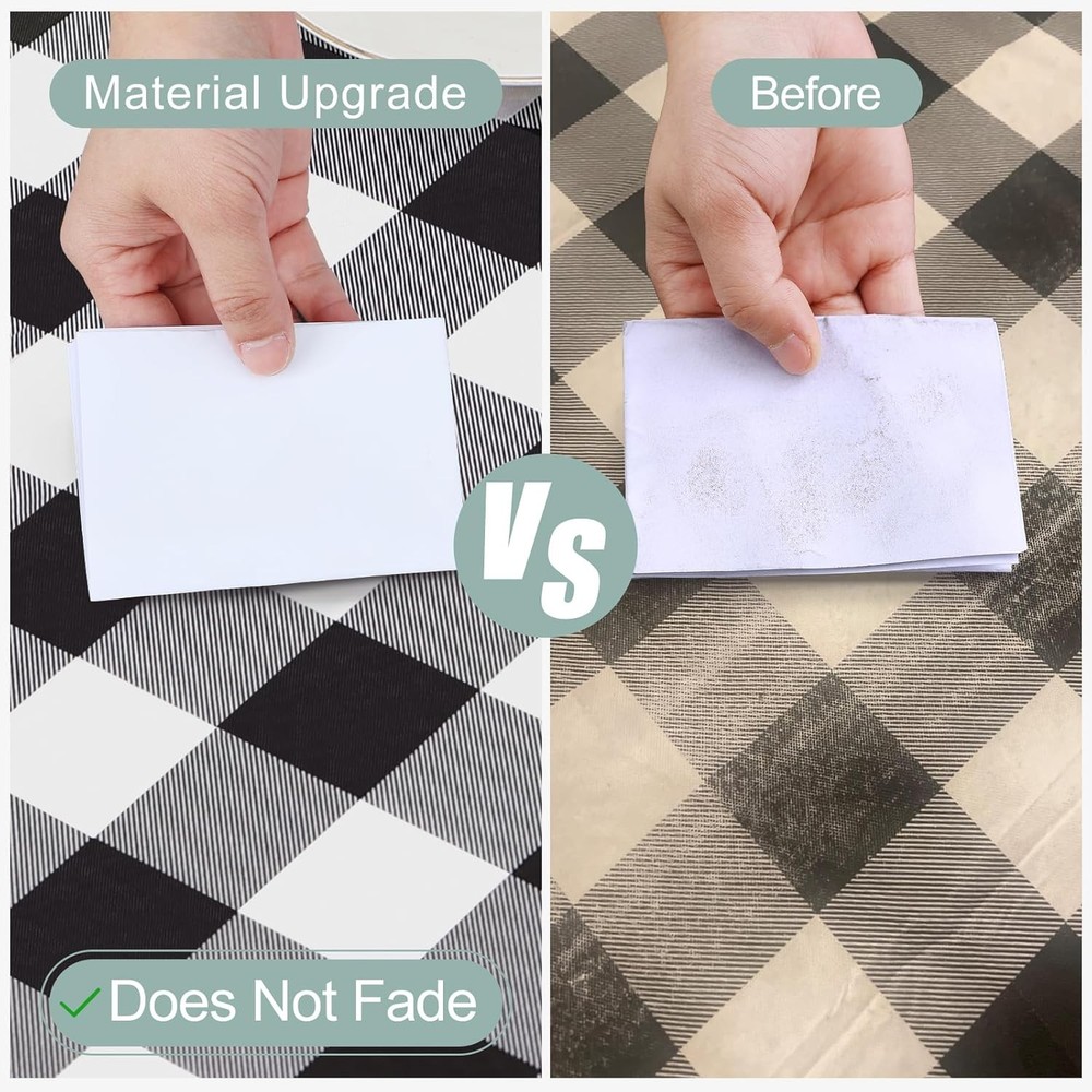 misaya Rectangle Waterproof Vinyl 84 x 60 (Rectangular), Black and White