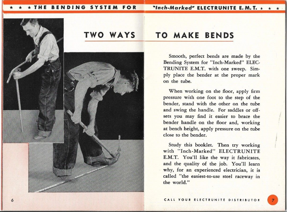 The Bending System For Republic "Inch-Marked" Electrunite E.M.T. 1956