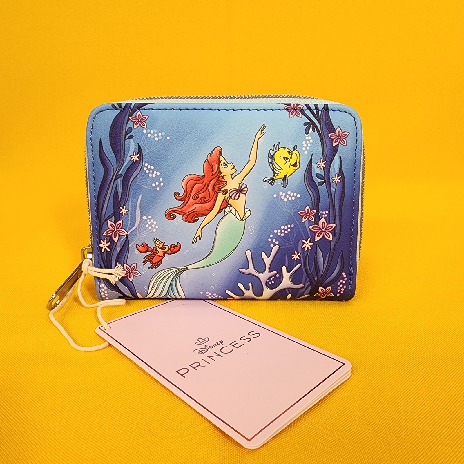 Loungefly Disney Princess Little Mermaid Ariel Flounder Sebastian Zip Wallet NEW