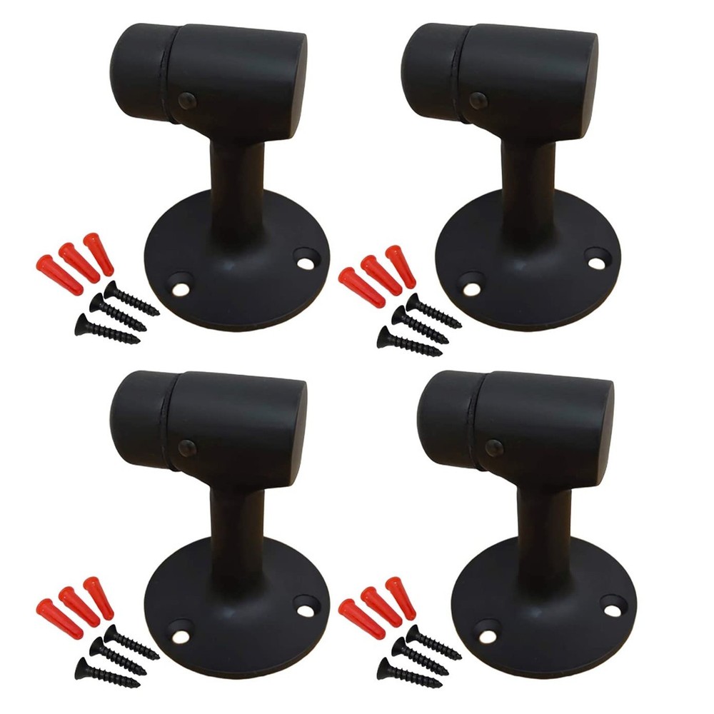 QCAA Solid Brass Door Stop, 3", Matte Black, 4 Pack, Made in Taiwan