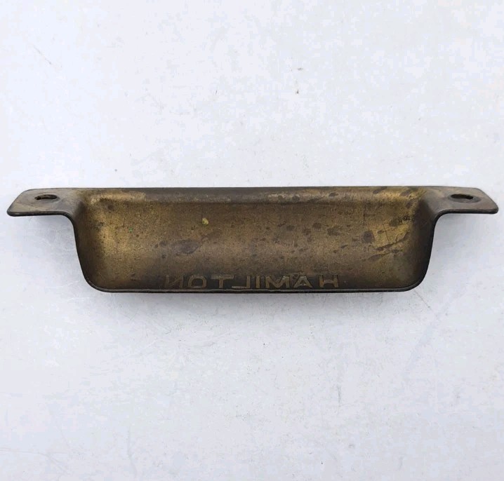Antique Bin Pull Drawer Printers Cabinet Hamilton Handle Vintage Brass Hardware
