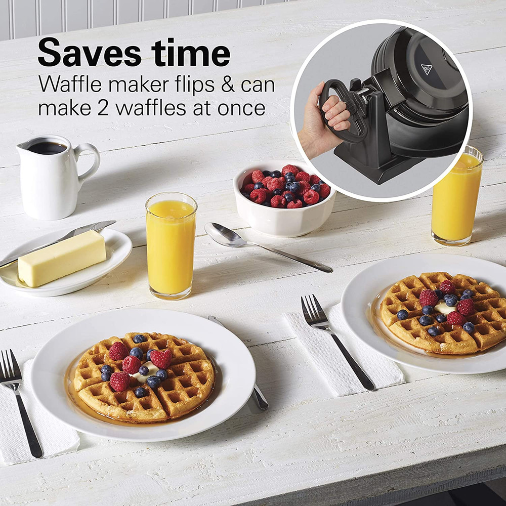 Nonstick Belgian Waffle Maker Double Flip Removable Plate Electric Baker Machine