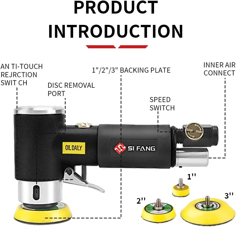 Pneumatic Mini Orbital Sander Set - 48 Pieces for Flawless Auto Body Work
