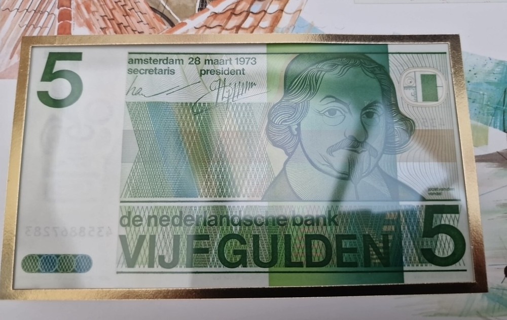 5 Gulden 1973 Excellent Condition envelope Stamp BANKNOTE Netherlands