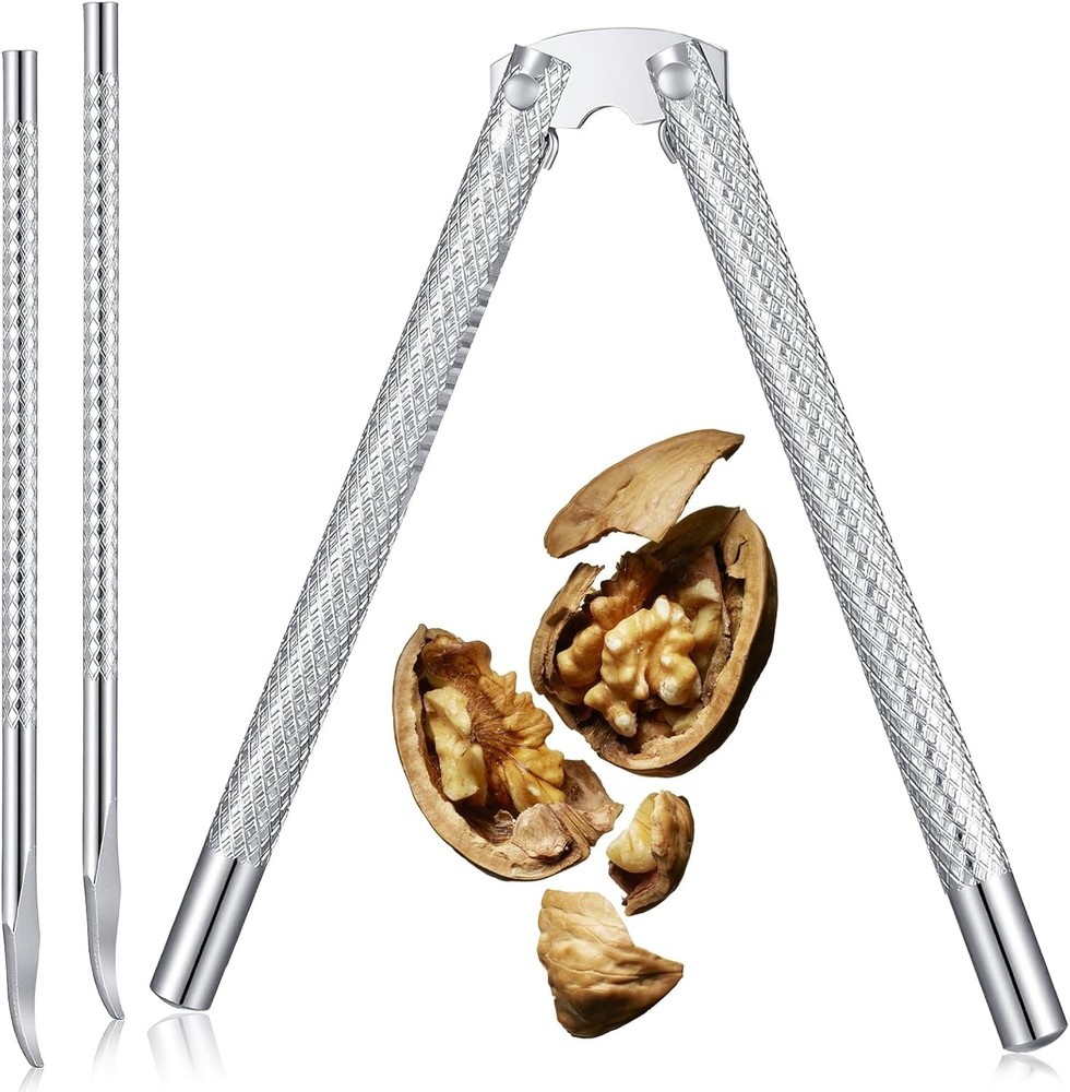 1 Pack Nut Crackers for All Nuts, Stainless Steel Walnut Cracker Tool with 2 PCS