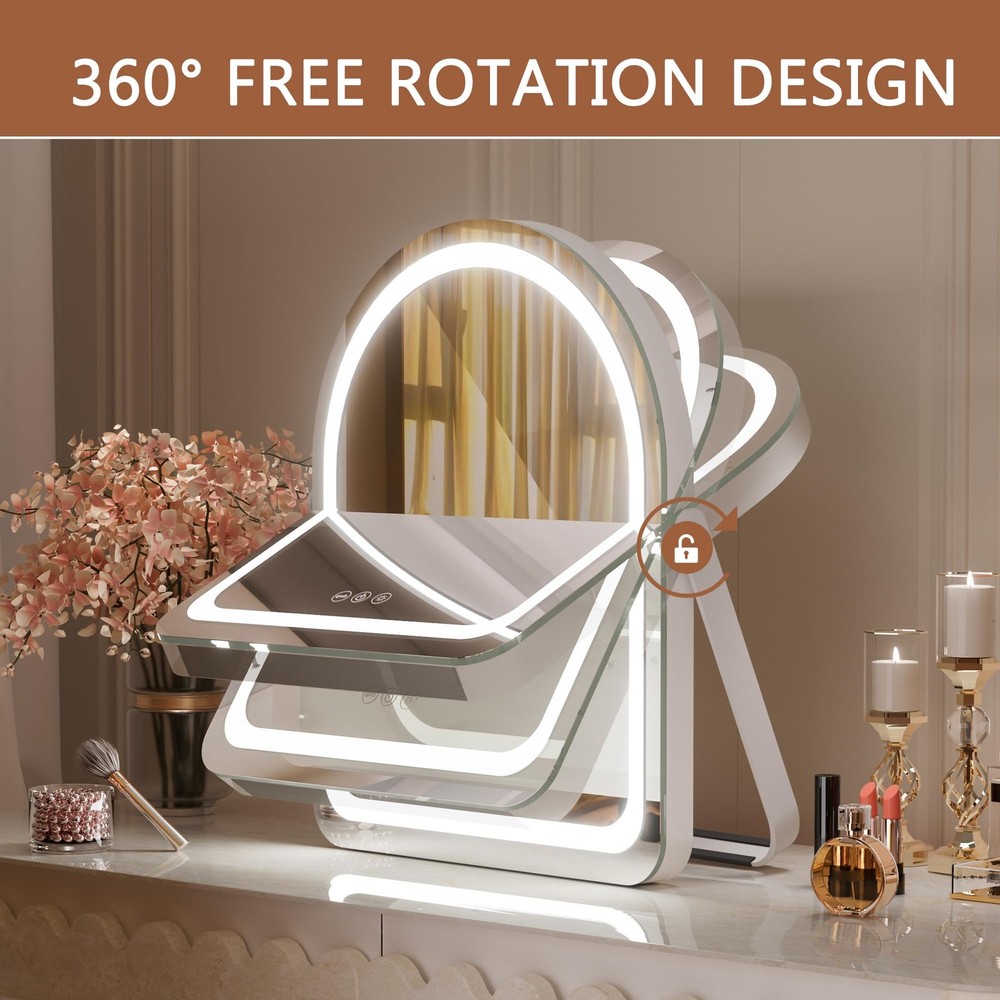 Vanity Mirror with Lights, 11"× 14" Arched LED Makeup Mirror, Lighted Makeup ...