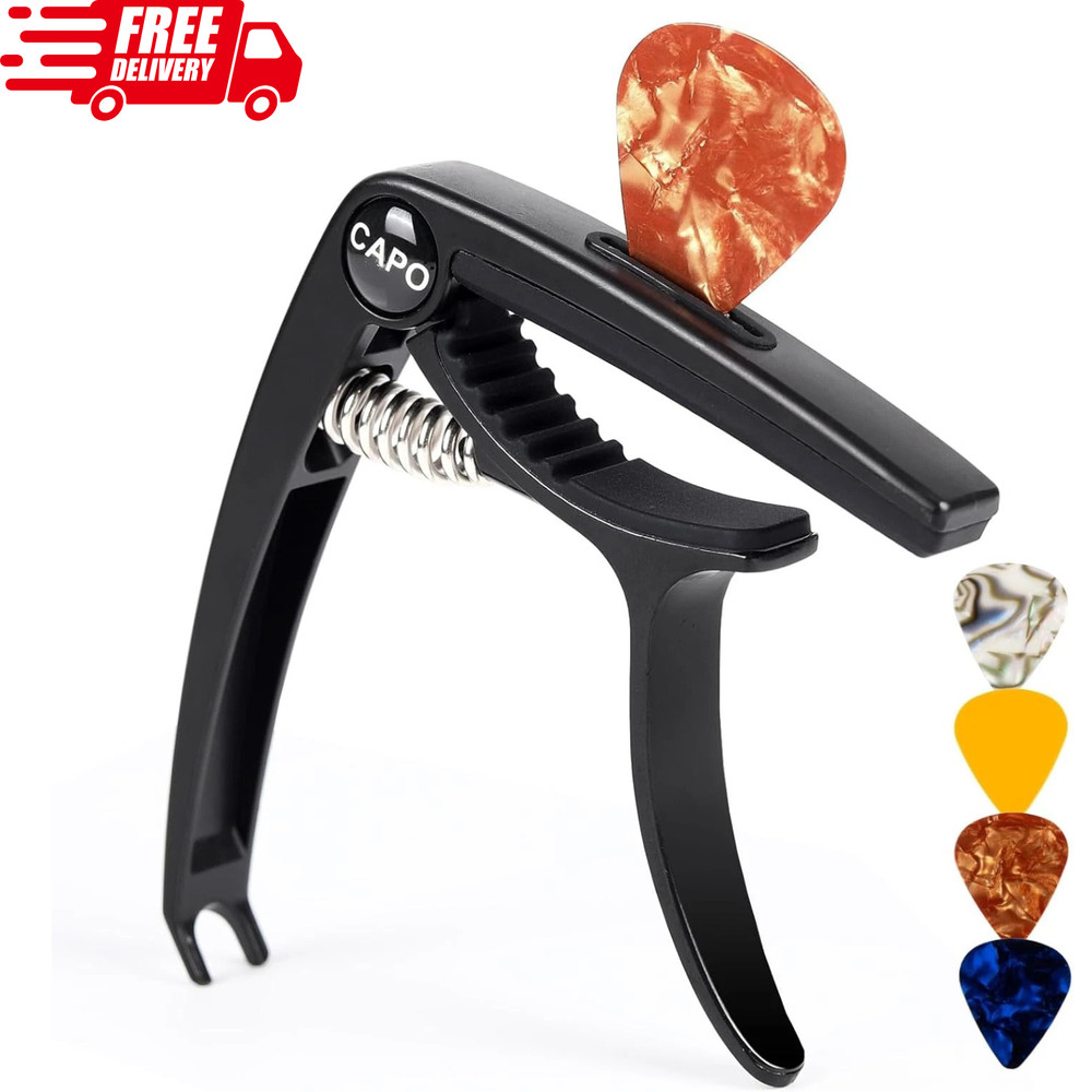 Professional 6-String Guitar Capo Acoustic & Electric Guitar Universal & 4 Picks