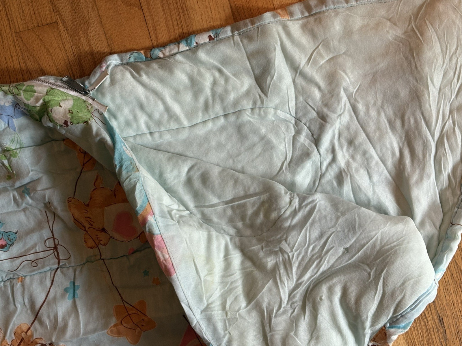 Vintage 1980’s CARE BEARS Sleeping Bag Sleepover Blanket Blue Kid Youth