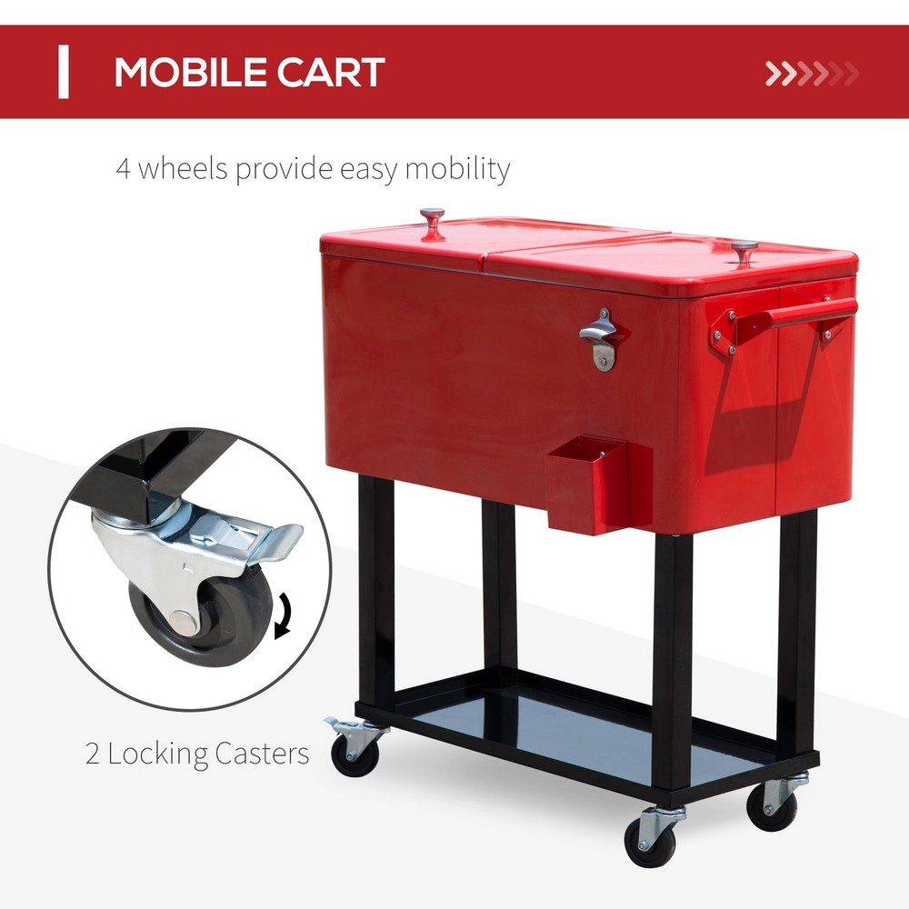 Rolling Cooling Bins Ice Chest on Wheels Outdoor