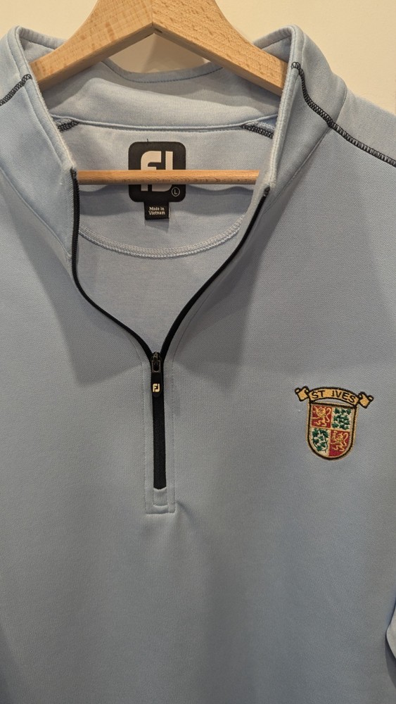 FootJoy Mens Performance Quarter Zip Pullover L light blue Golf Shirt shield
