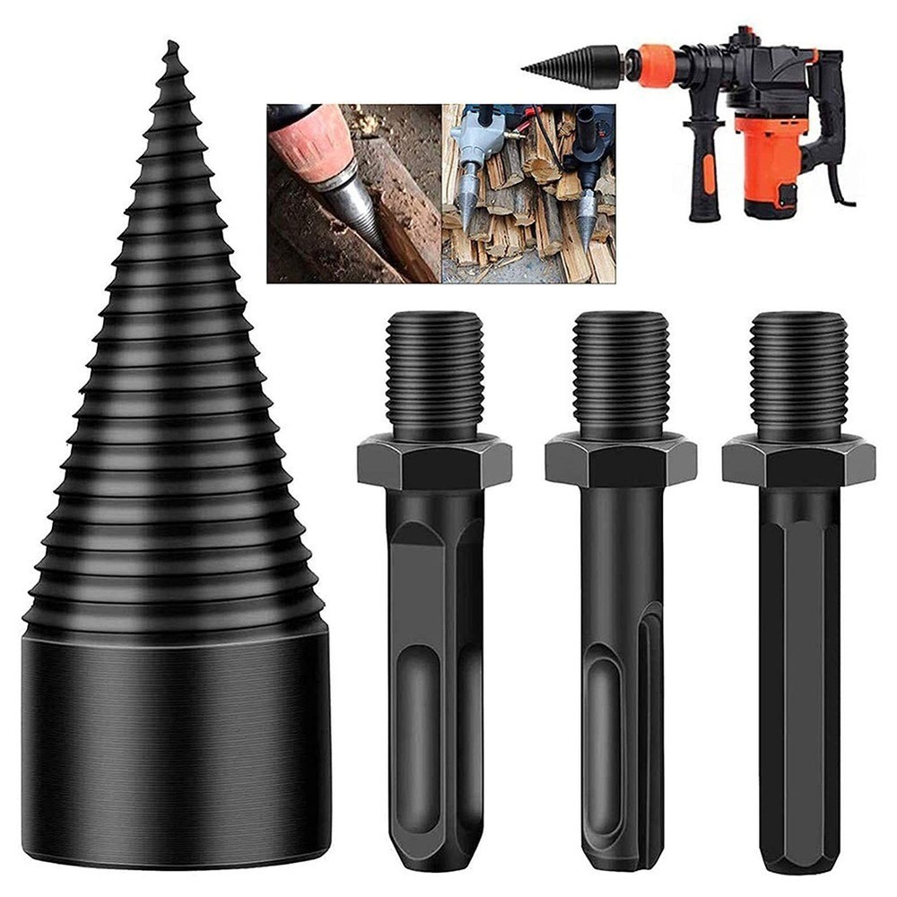 4pcs Firewood Log Splitter Drill Bits Screw Cone Driver for Power Drills