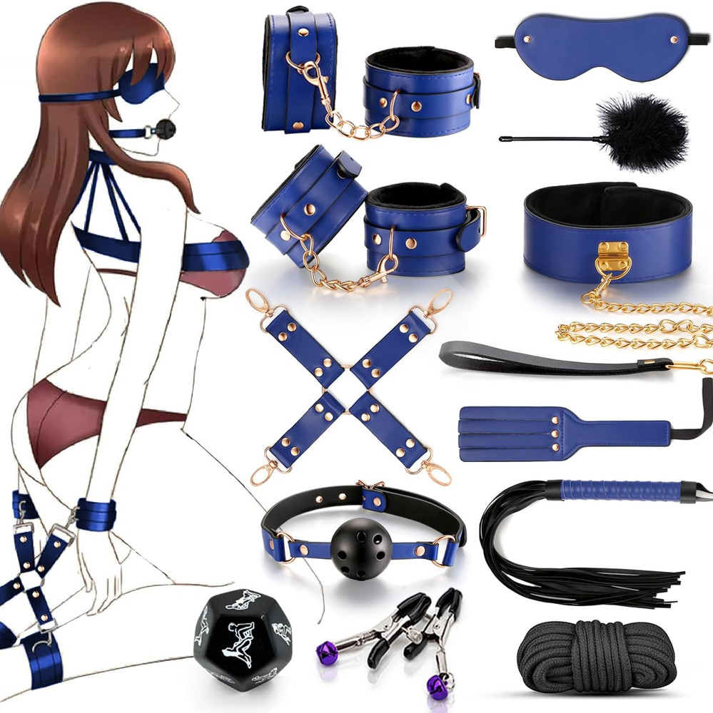 12-Piece BDSM Bondage Set for Couples - Adjustable Restraints & Accessories