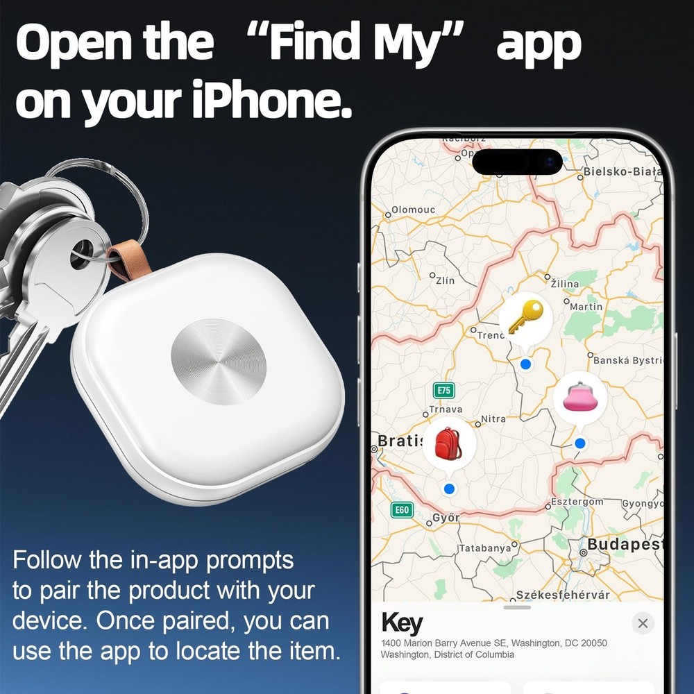 Air Tracker 2 Pack, Bluetooth Tracker with Holder Keychain, Keys Finder and I...