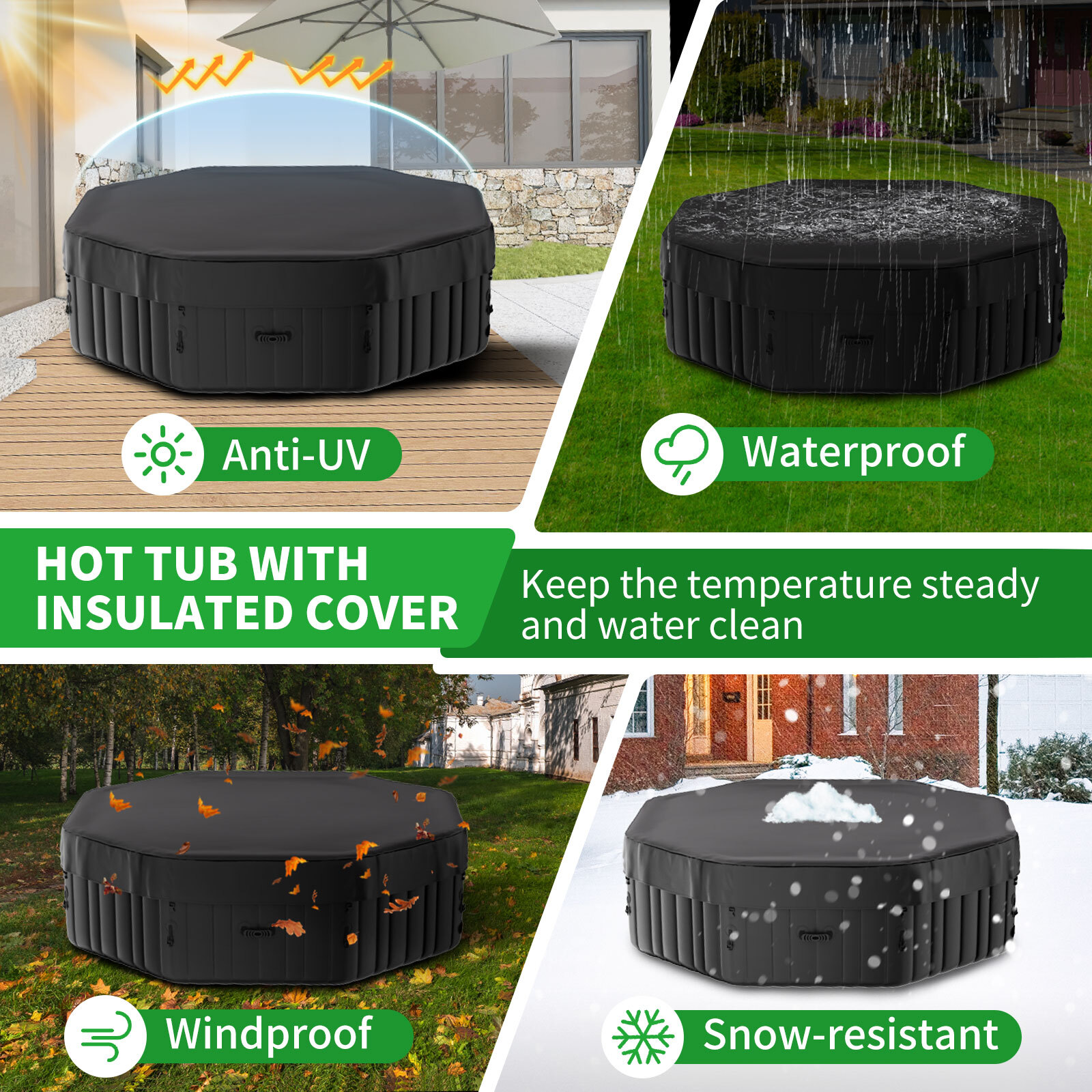 NAIZEA 6 Person Octagon Inflatable Hot Tub 130Air Jet Large Hot Tub 77"x77"x25"