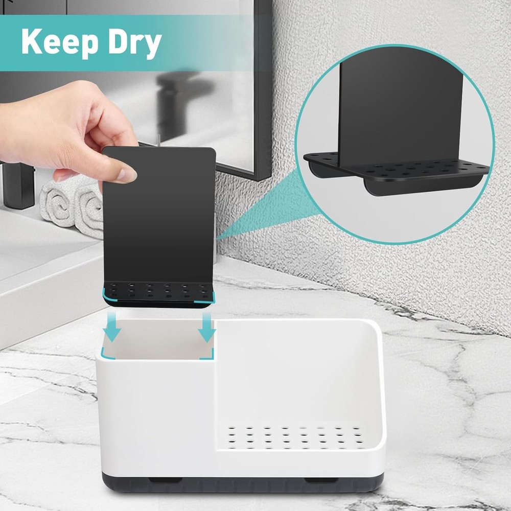 Bathroom Counter Organizer Toothbrush Holder Storage Sink White