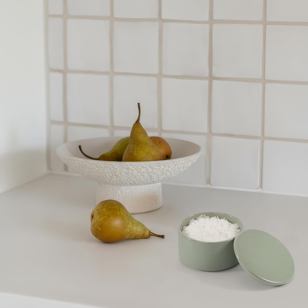 Beautiful Ceramic Salt Cellar with Lid - Spacious Container for Your Kitchen ...