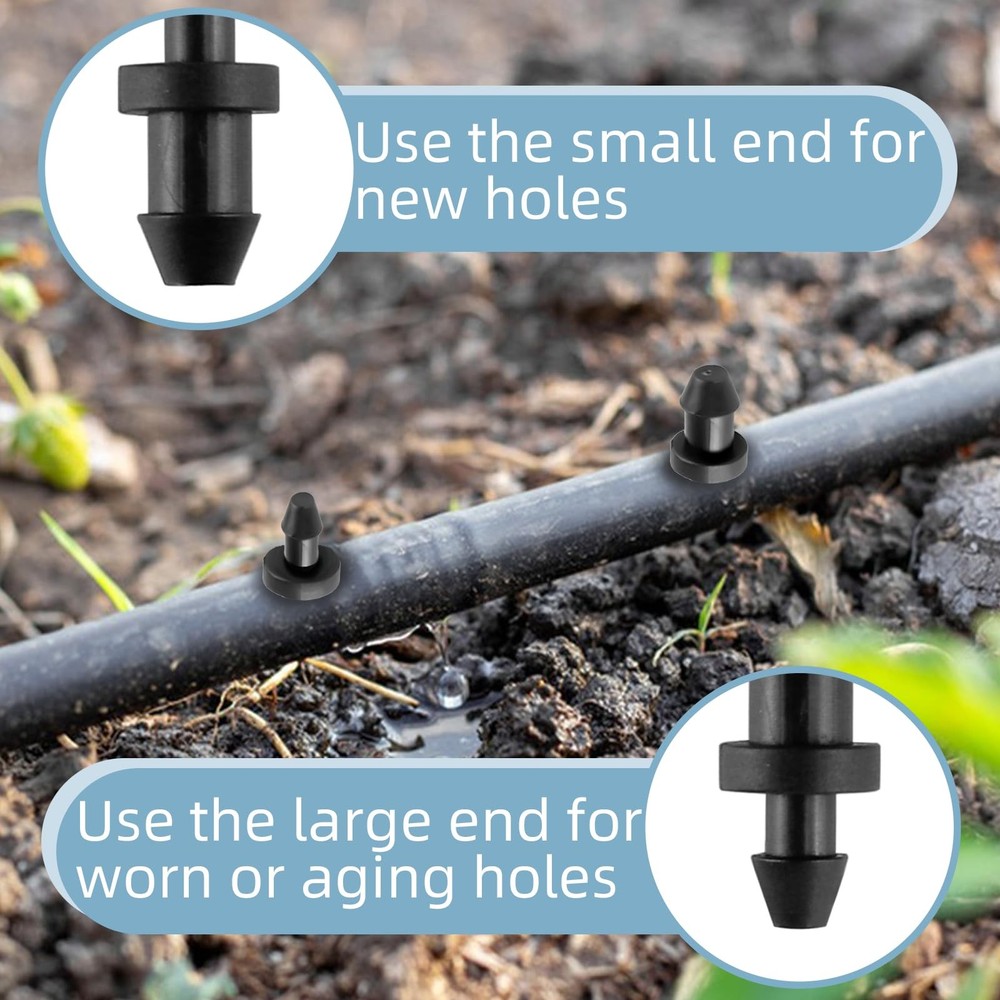 100 Pieces Drip Irrigation Plugs 1/4" End Plug black