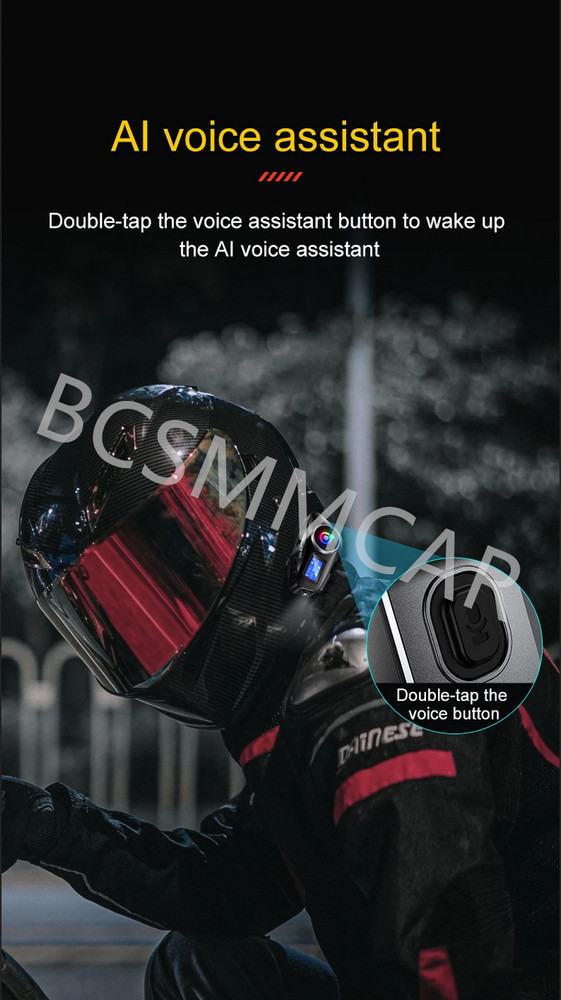 Motorcycle Helmet Intercom Bluetooth Headset Riders Interphone LCD Display