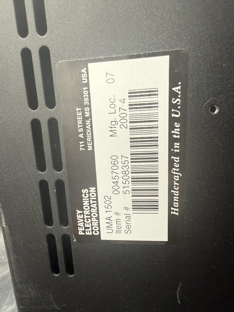 Peavey UMA 1502 150W 4 Input Mixer Amplifier TESTED