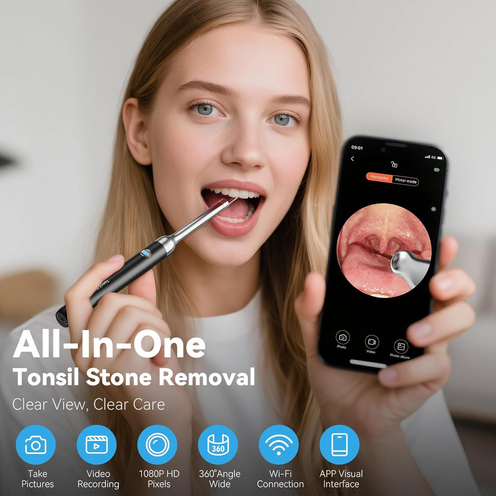 2025 Upgraded Tonsil Stone Remover with Camera, Visual Tonsil Stone Removal Kit