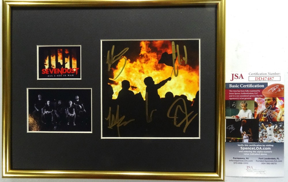SIGNED SEVENDUST AUTOGRAPHED FRAME ALL I SEE CD DISPLAY CERTIFIED JSA # DD47487
