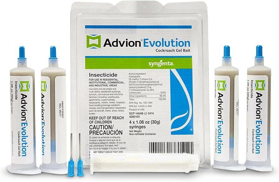 GENUINE Advion Evolution | 4 PACK | Cockroach Gel Bait Tubes + Plunger & Tips