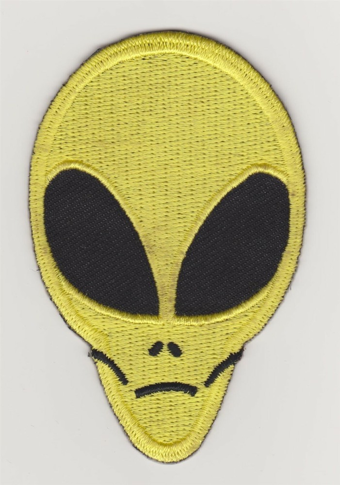 Alien Face UFO 2" x 3" Embroidered Iron On Patch *New* #454