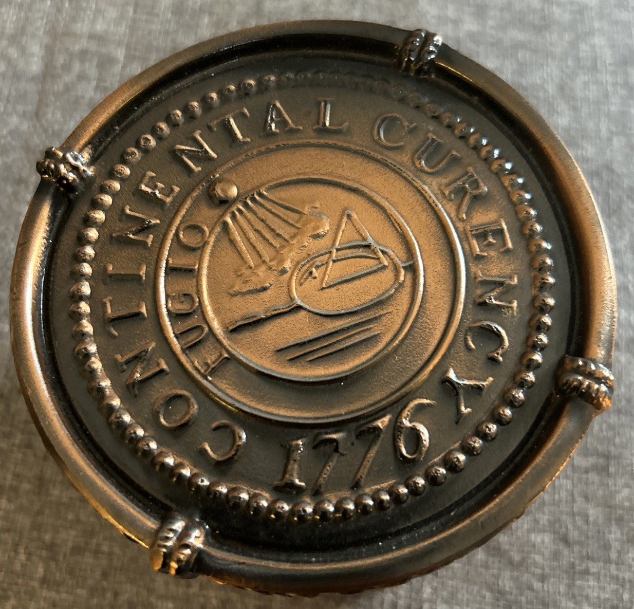 BICENTENNIAL METAL DRUM COIN BANK NATIONAL BANK OTTAWA IL 1976 VINTAGE CURRENCY