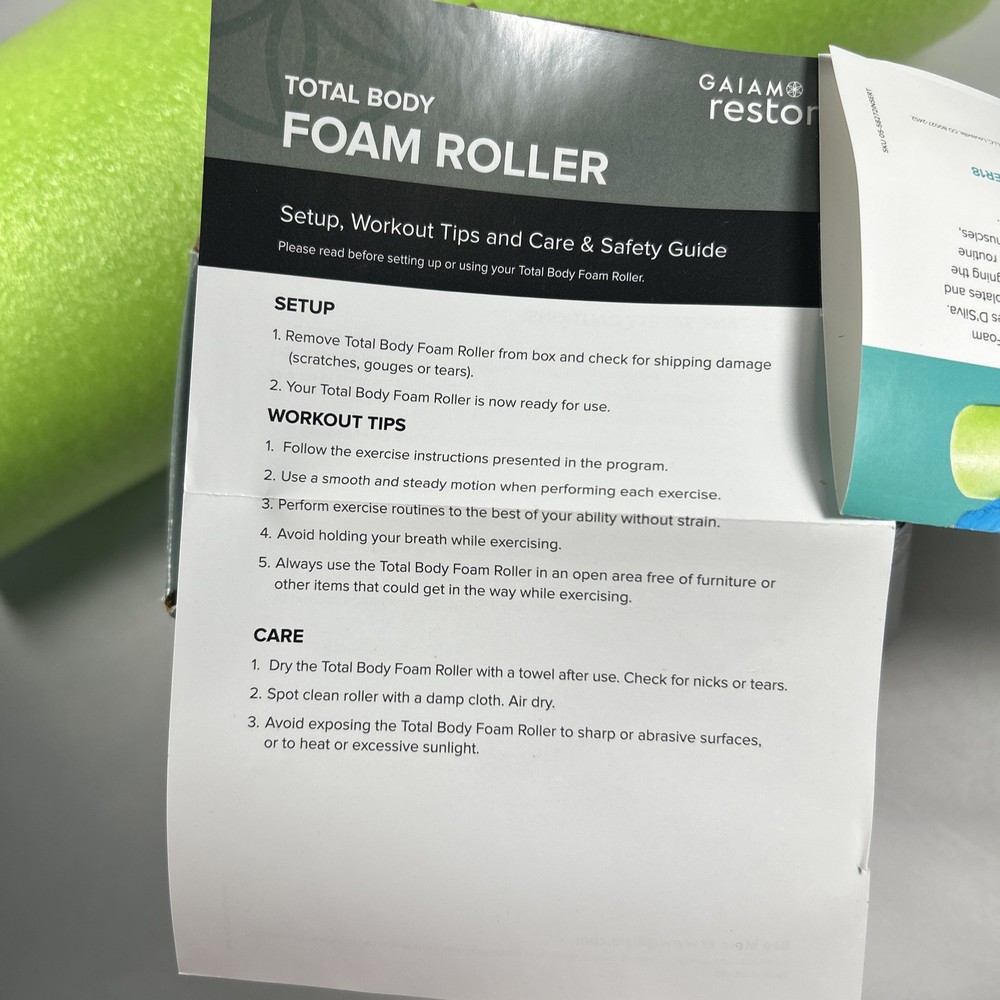 Gaiam -Restore Earth Friendly 18" Foam Roller Never Used