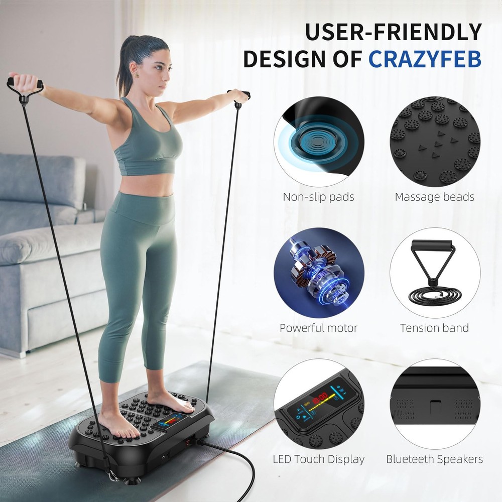Vibration Plate Exercise Machine - Vibration Plate for Lymphatic Drainage, Wh...
