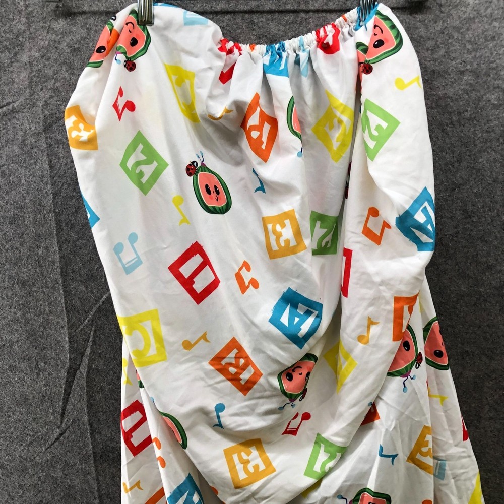 Cocomelon Fitted Crib Sheet Toddler Baby White Multicolor Microfiber