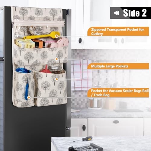 Mini Fridge Organizer Storage with 11 Pockets, Mini Fridge Caddy Large Tree