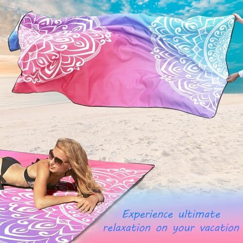 Beach Blanket Waterproof Sandproof Oversized 79" X 83" Lightweight Quick Drying