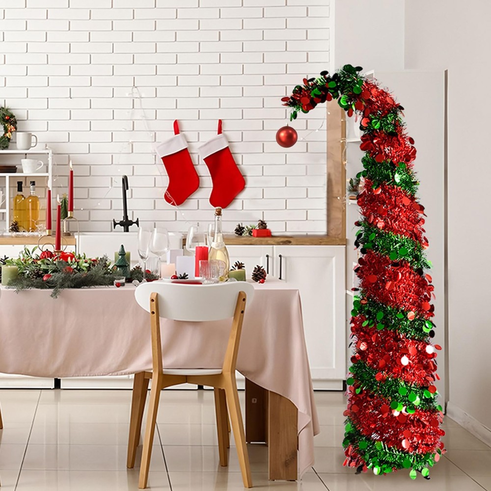 5FT Pre-Lit Pop Up Easter Tree LED Tinsel Collapsible Indoor Decor