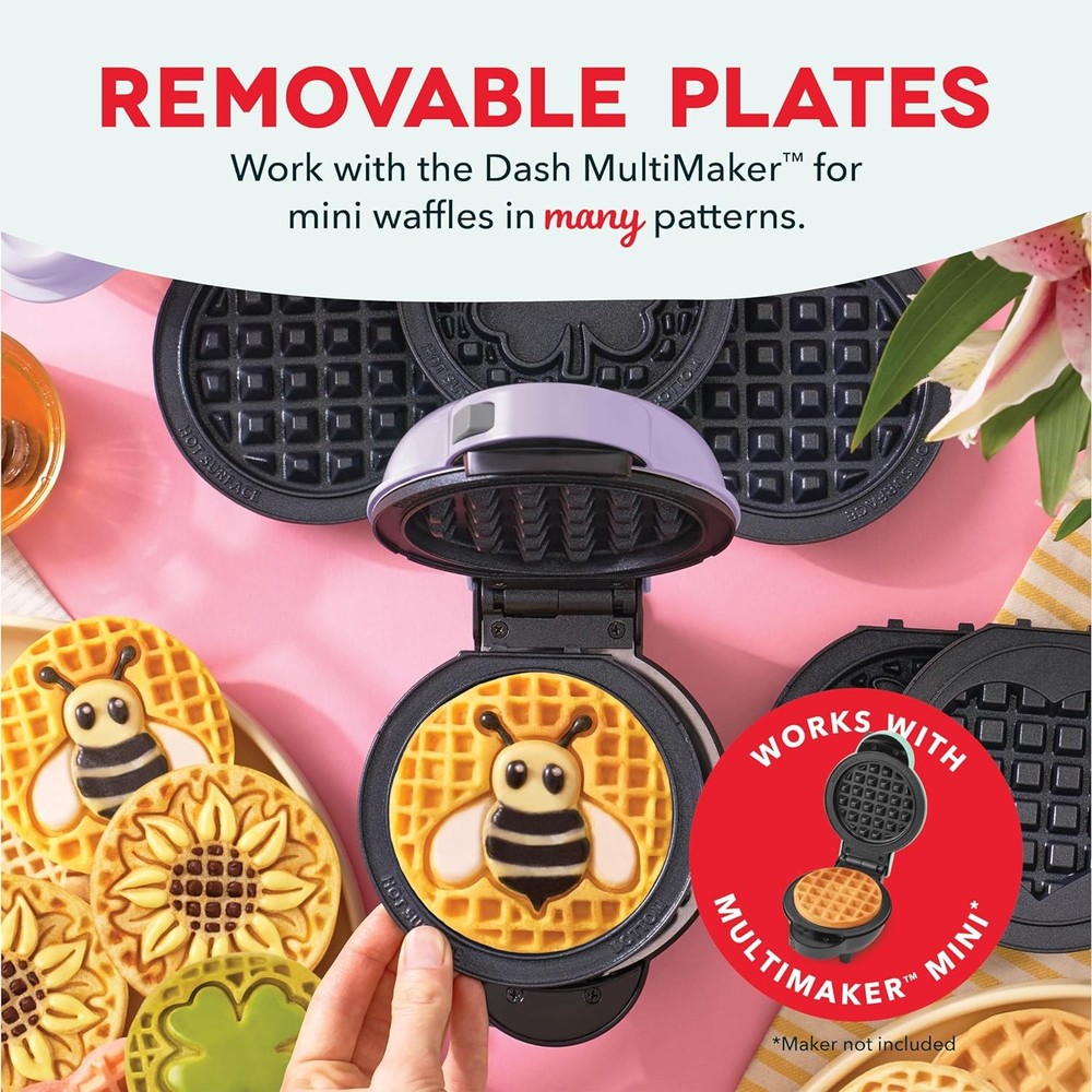 DASH Multimaker Mini System Two 4” Nonstick Removable Sunflower & Bee